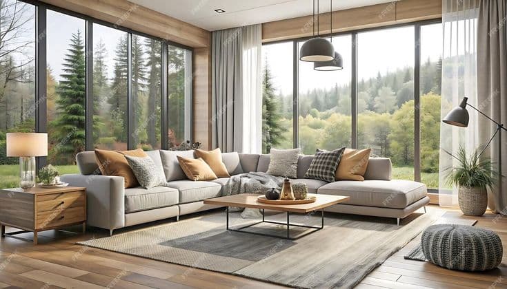 Bright furnished living room in a Lagos shortlet set up for a few hours of work and content creation